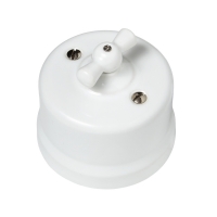 Выключатель с регулятором яркости (Диммер) classic "Царский Стиль", для наружного монтажа, Белый